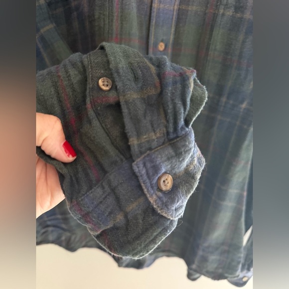 Ruff Hewn Button Up Long Sleeve Flannel Men’s SZ XL Collared Green Blue Pockets - Picture 3 of 9